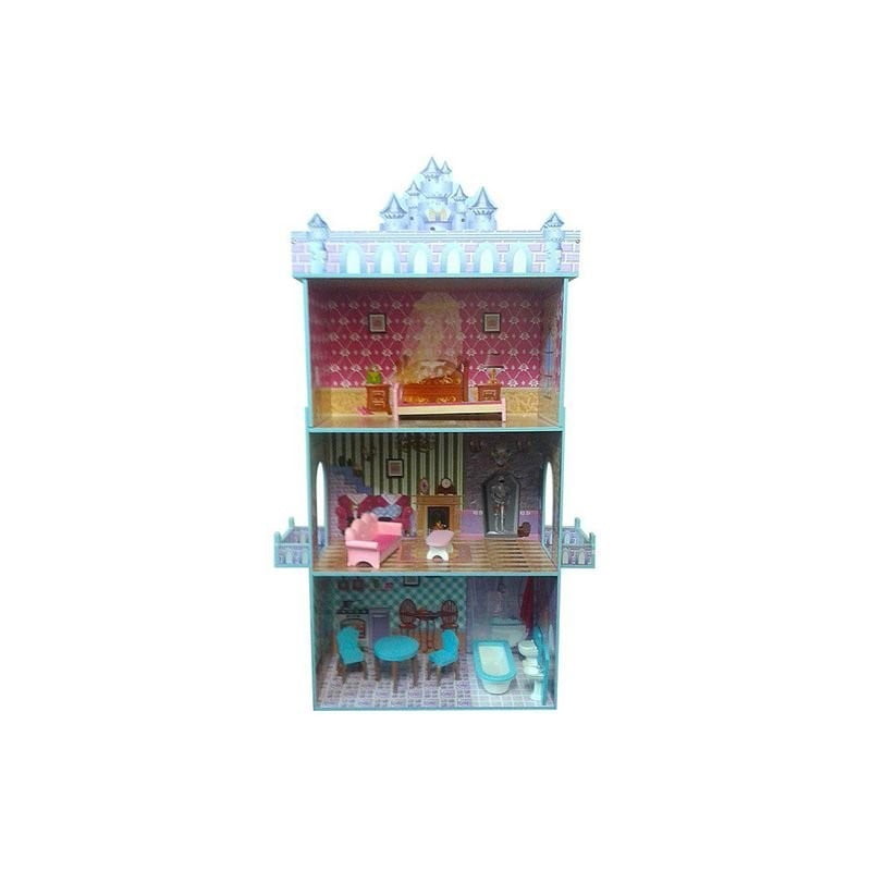 بيت الدمى آركتيك دريم كاسل 3 طوابق مع شرفات وأثاث - ألعابي