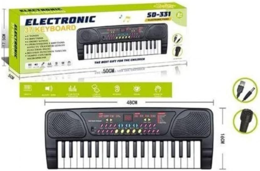 لوحة مفاتيح إلكترونية بـ 37 مفتاح مع ميكروفون - متعة موسيقية للأطفال - ألعابي