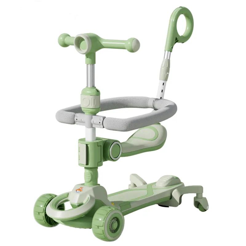 3-in-1 Convertible Toddler Scooter with Safety Seat and Push Handle