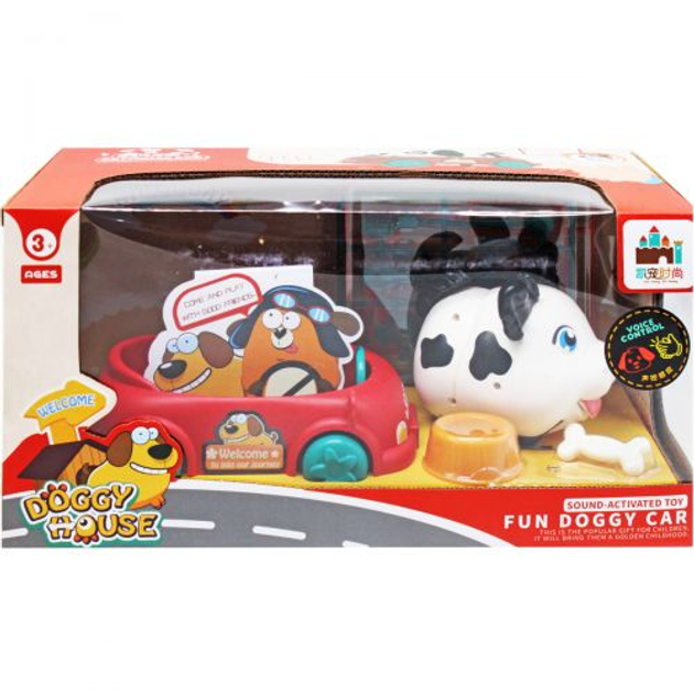 سيارة الكلب المرح - مجموعة لعب تفاعلية بالصوت - ألعابي