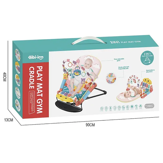 كرسي هزاز للأطفال 2 في 1 مع مفرش للعب وردي - ألعابي