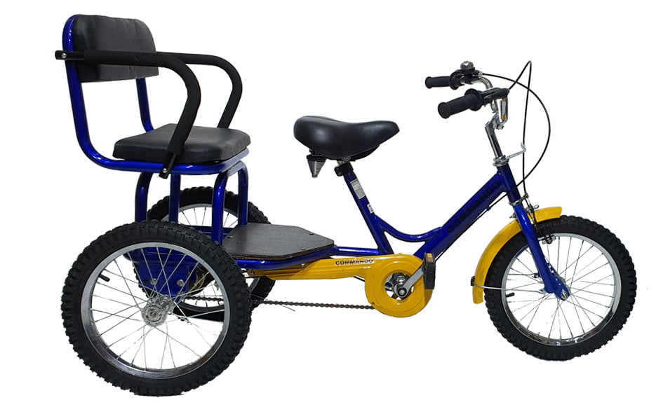 ترايسكل مع كرسي خلفي مقاس 16 ماركة كوماندو - ألعابي