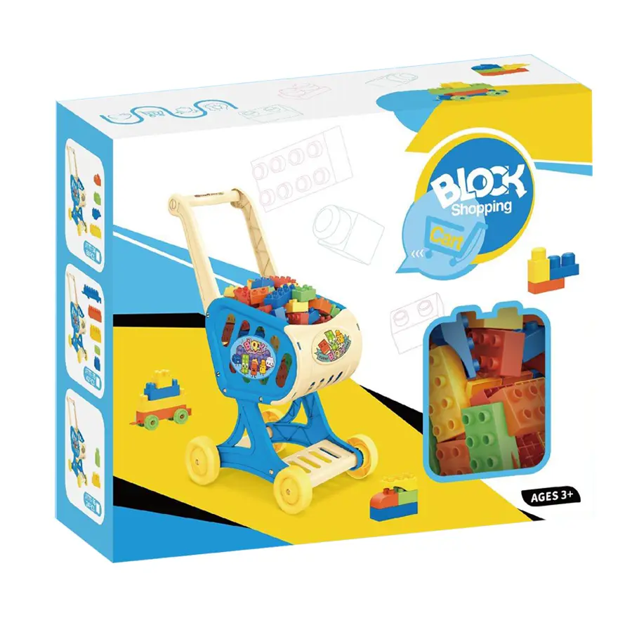 Block Shopping Cart with Building Bricks – Fun and Educational Toy for Kids