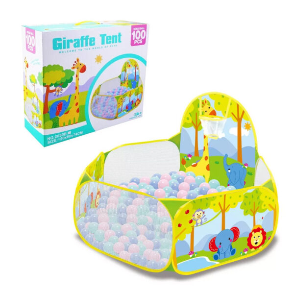 Giraffe Ball Pit Tent – 100-Piece Playset for Kids