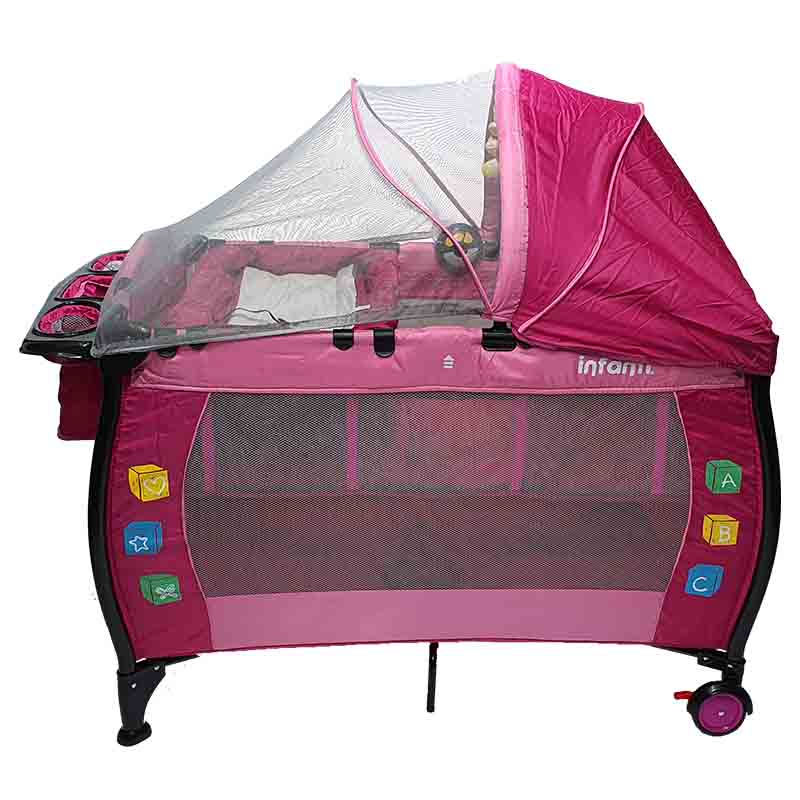 Infanti Baby Crib Portable Playard with Netting and Changing Station – Pink
