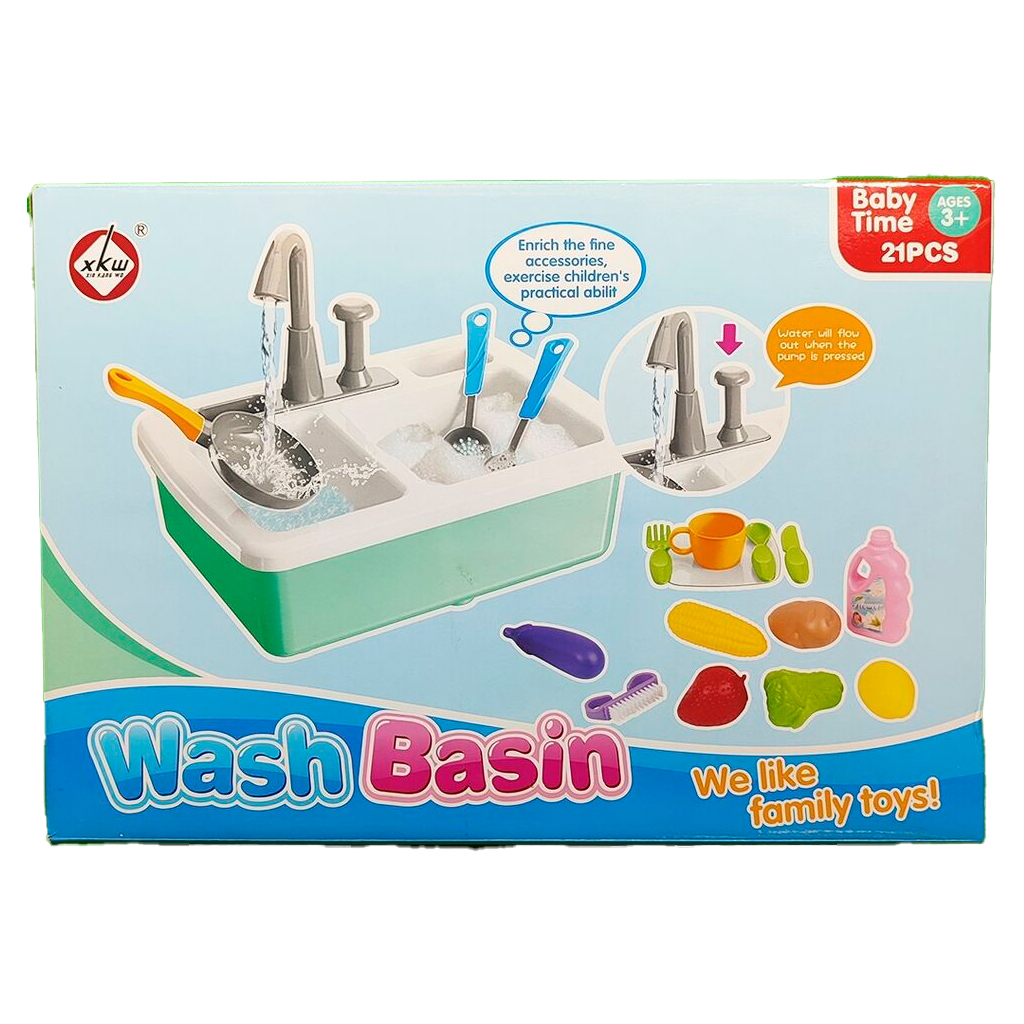 Kids Wash Basin Playset – 21-Piece Fun Tableware Cleaning Set