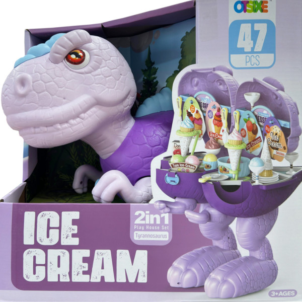 Surprise Dinosaur Toy 2in1 Tyrannosaurus Ice Cream Shop Set 47 Pcs