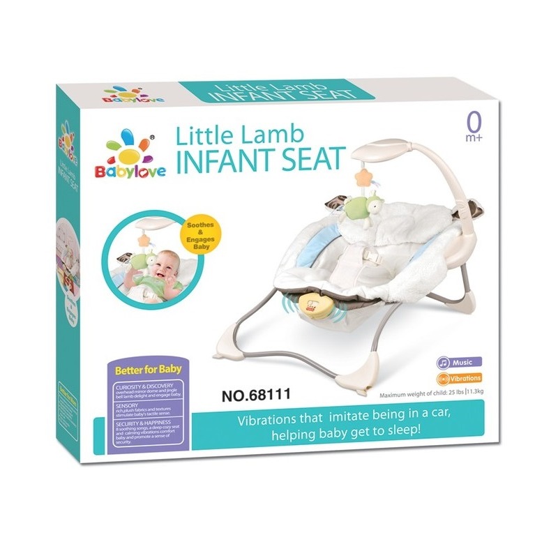 بيبي لوف - كرسي هزاز للأطفال بموسيقى لون أبيض