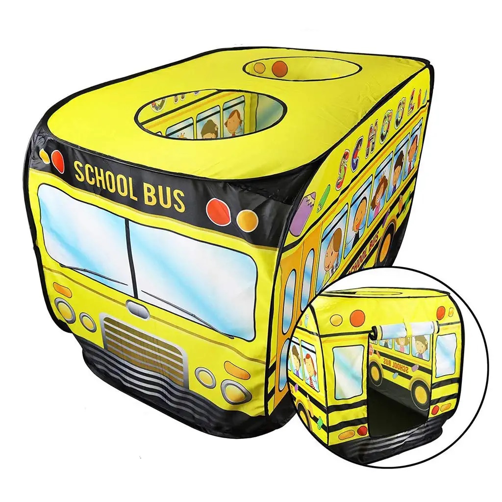 بيبي سيت - خيمة لعب قابلة للطي بتصميم الحافلة المدرسية مع 50 كرة