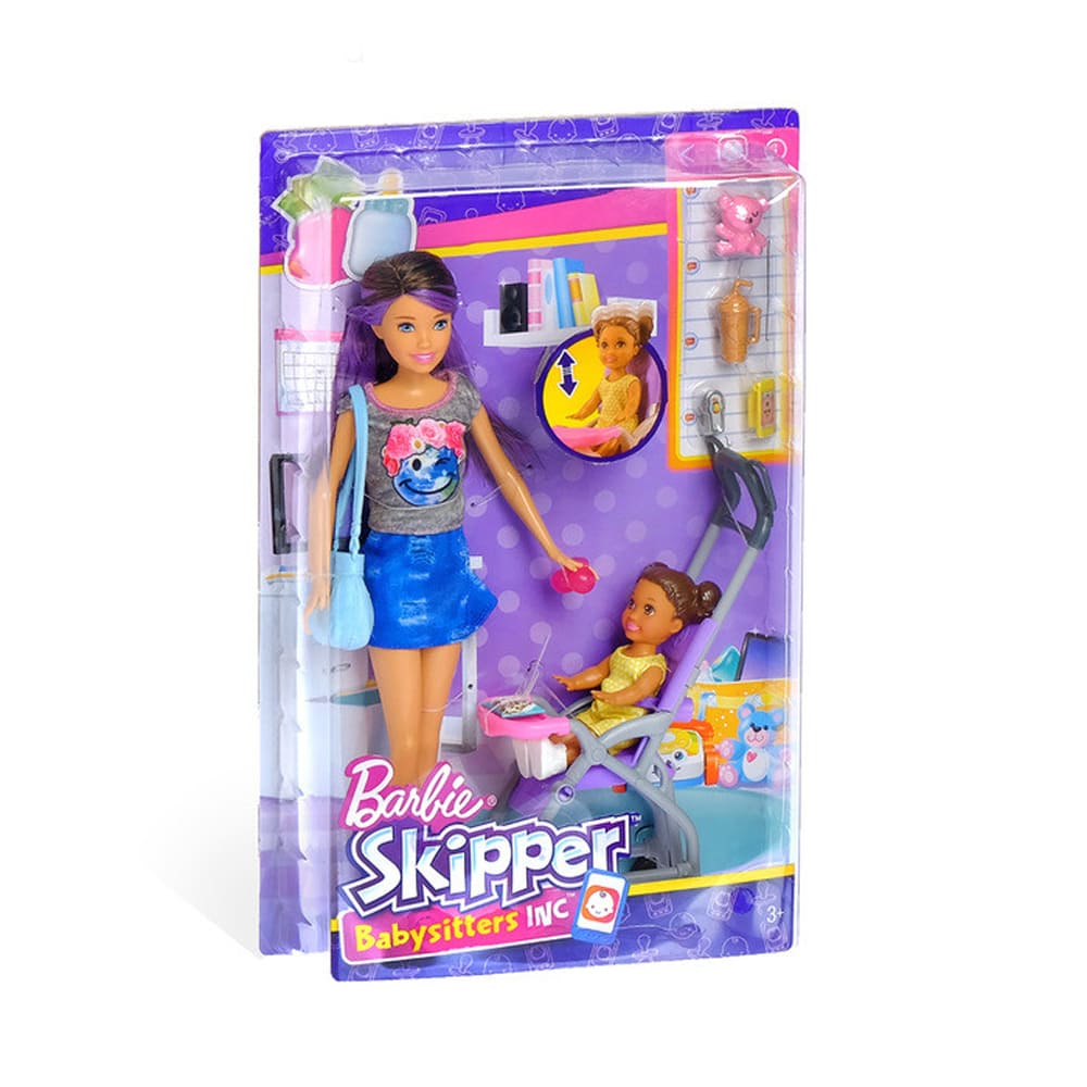 باربي - جليسة الأطفال مع طفلة وعربة