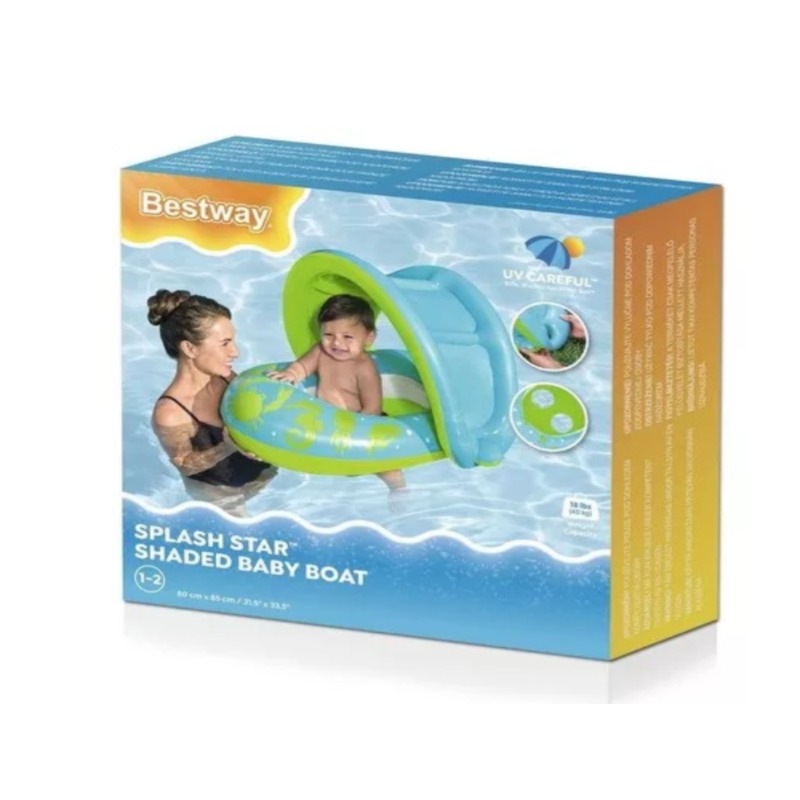 بست واي - عوامة الأطفال بمظلة حماية من الشمس - أزرق