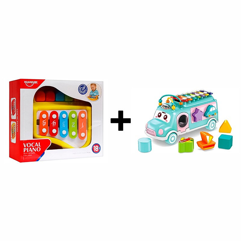 اشتري 1 واحصل على 1 الحافلة الموسيقية مع المكعبات + هوانجر بيانو فوكال