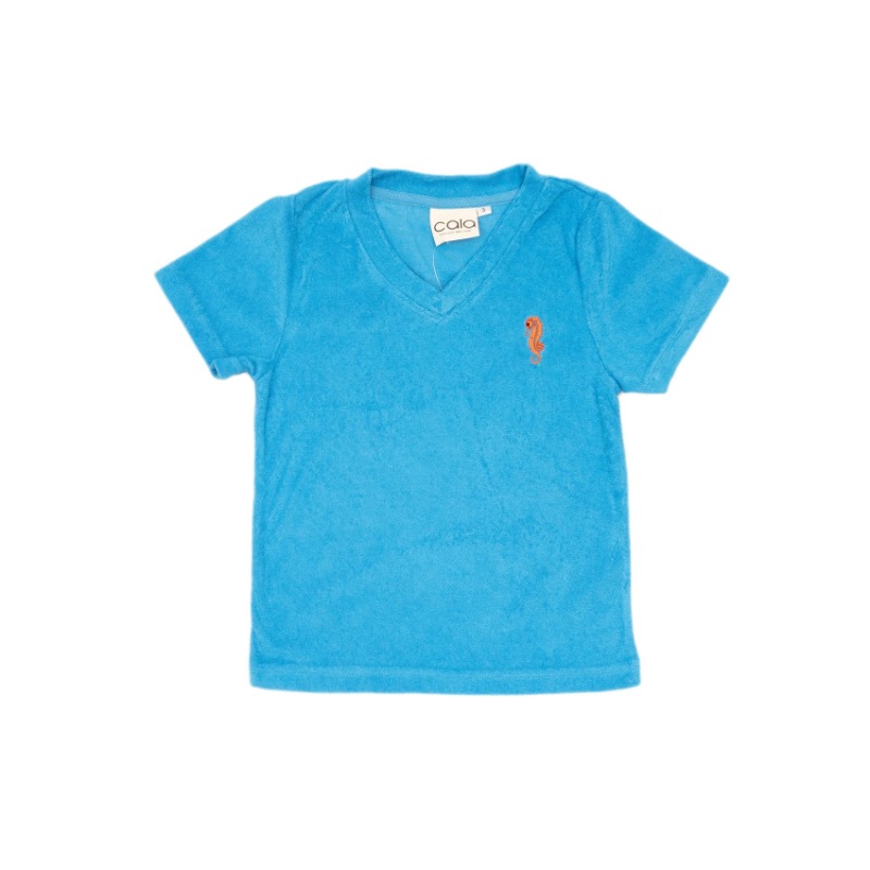 كالا - تيشيرت منشفة بياقة لون أزرق