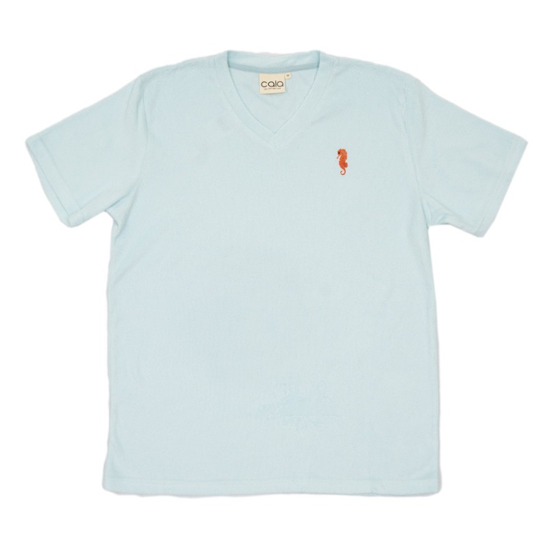 كالا - تيشيرت منشفة بياقة لون أزرق فاتح