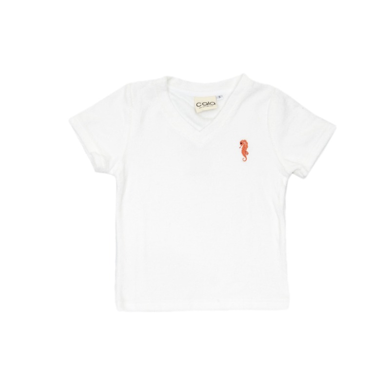 كالا - تيشيرت منشفة بياقة لون أبيض