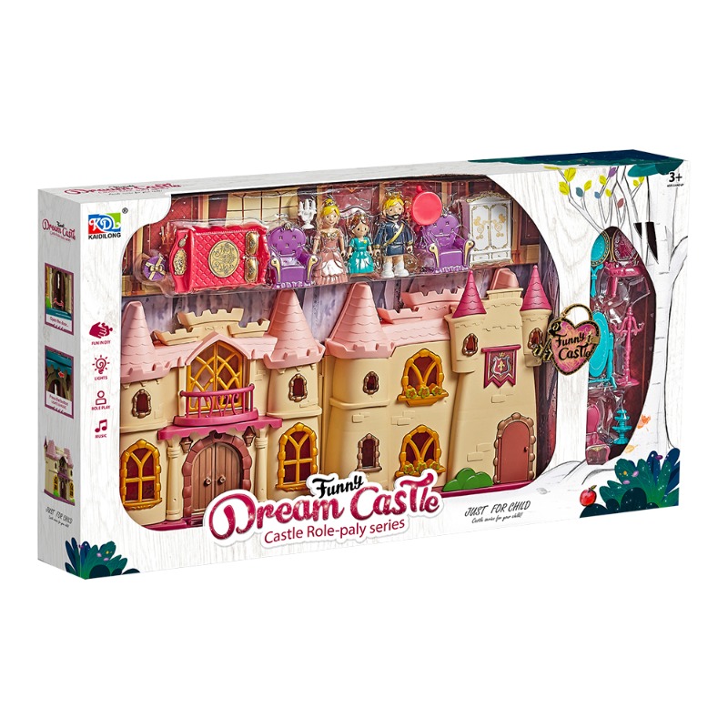 مجموعة لعب القلعة مع موسيقى وأضواء