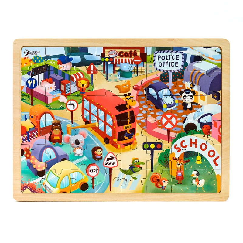 كلاسيك وورلد - بازل خشبي بتصميم مدينة الحيوانات