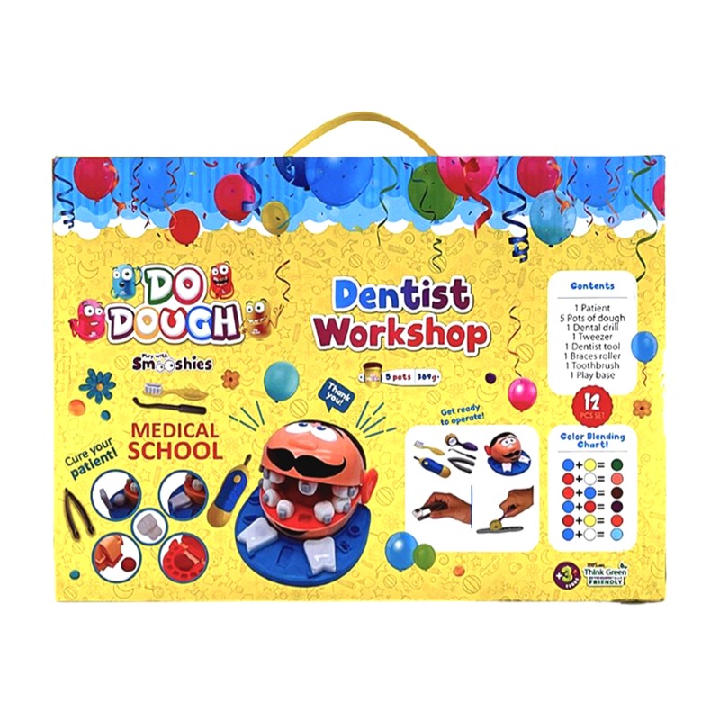 دو دو - مجموعة لعب صلصال عيادة الاسنان لون أزرق