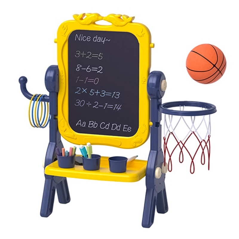Double Sided Magnetic Drawing Board With Sports Games - Yellow