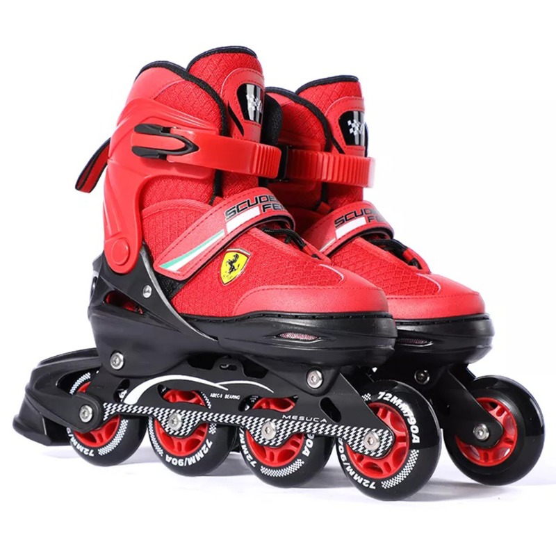 فيراري - حذاء تزلج قابل للتعديل بلون أحمر