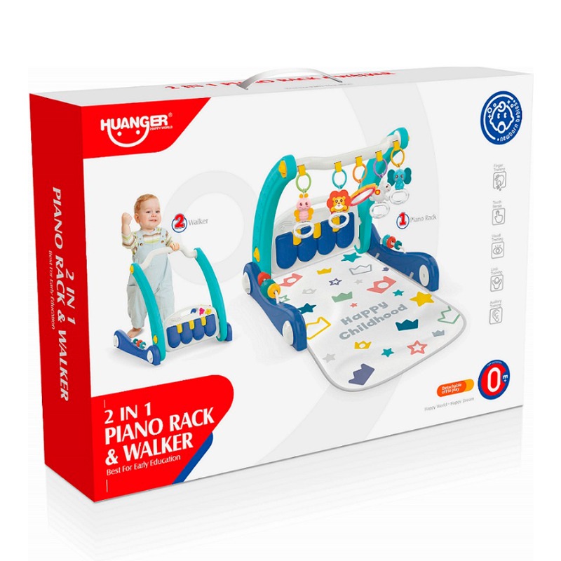 هوانجر - مركز أنشطة للأطفال حديثي الولادة مع بيانو موسيقي - لون أزرق