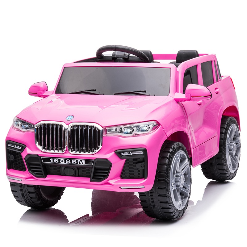 سيارة أطفال كهربائية قابلة للركوب بتصميم بي ام دبيلو - وردي