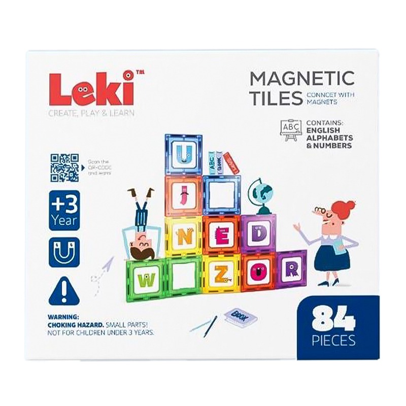 ليكي - مجموعة كتل الحروف الإنجليزية والأرقام المغناطيسية 84 قطعة