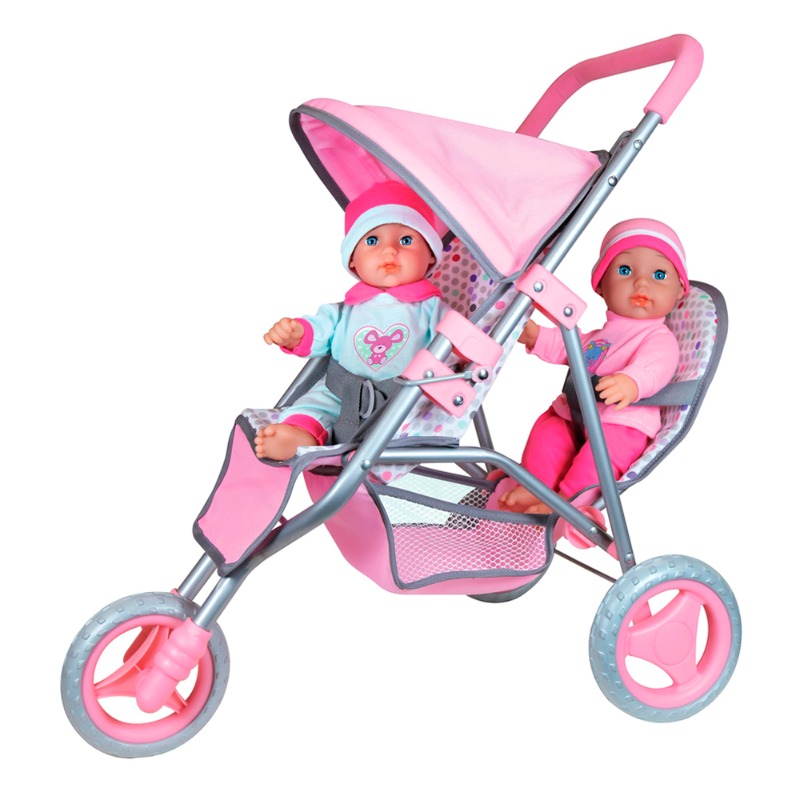 ليسي - دمى بيبي التوأم مع عربة الأطفال التوأم - 11 إنش