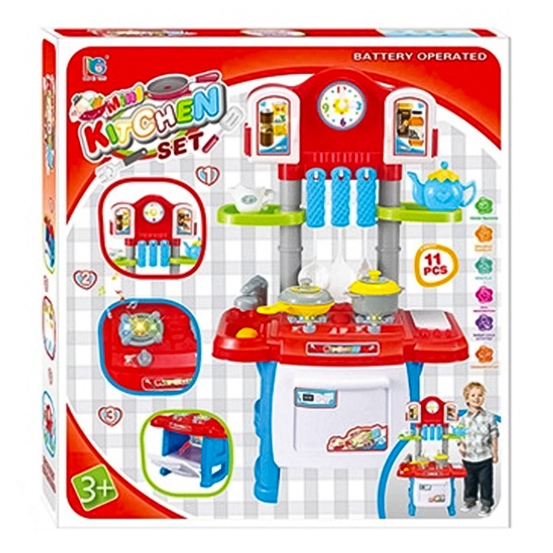 مجموعة طاولة المطبخ مع الموسيقى والضوء - لون أحمر