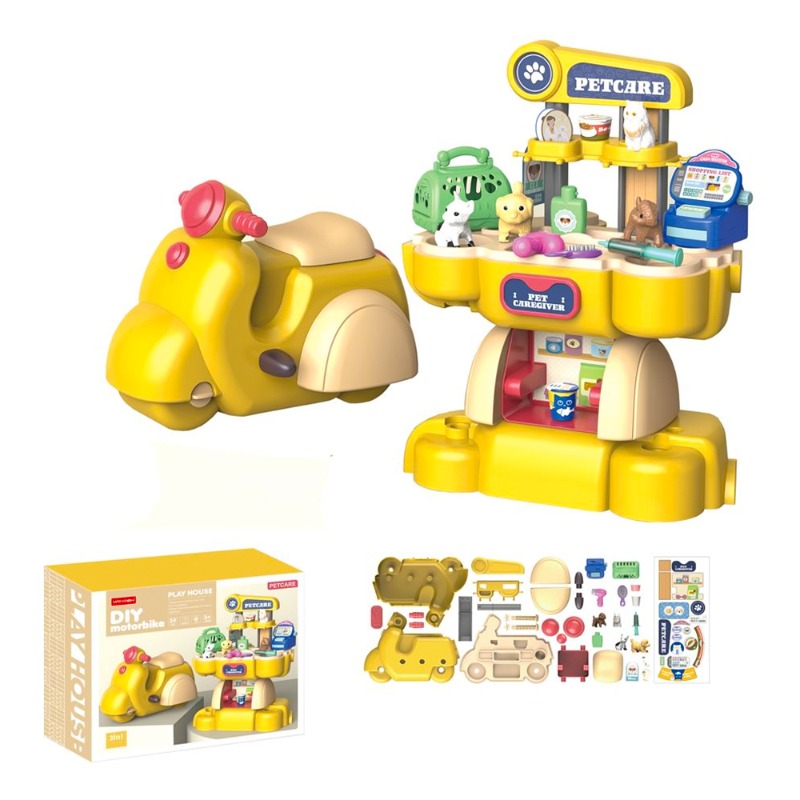 مجموعة رعاية الحيوانات الأليفة بتصميم دراجة - 39 قطعة
