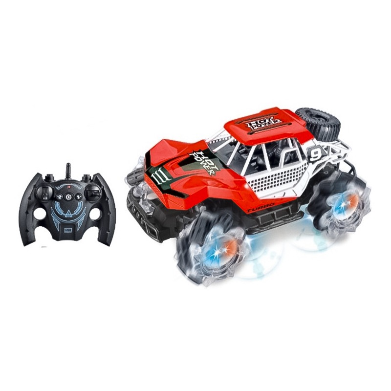 سيارة ستنت كليمبينج بجهاز تحكم عجلات مضيئة لون أحمر