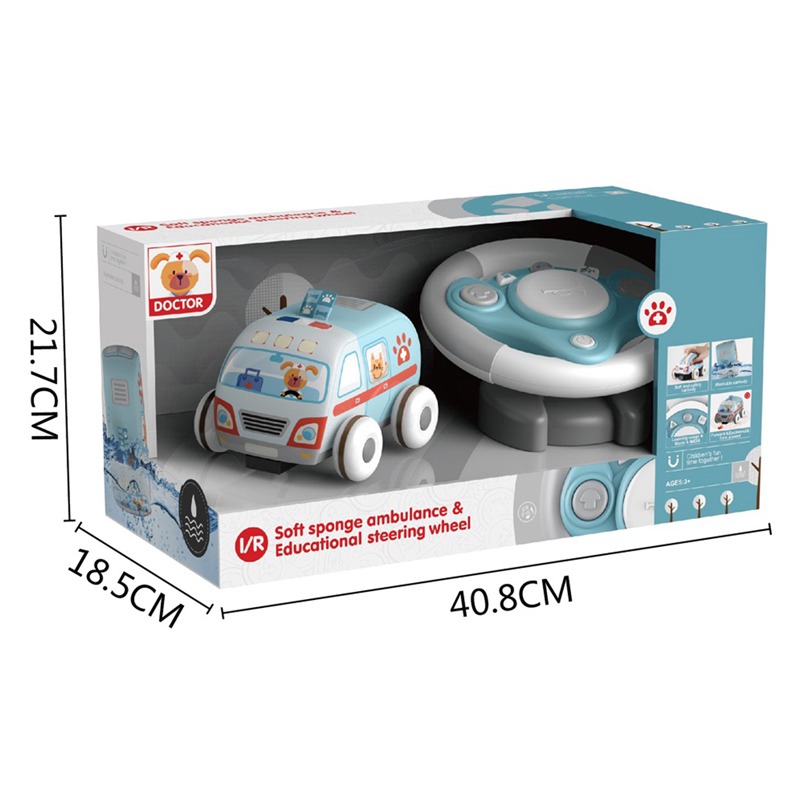 سيارة تاكسي إسفنجية مع عجلة قيادة تعليمية - لون أزرق