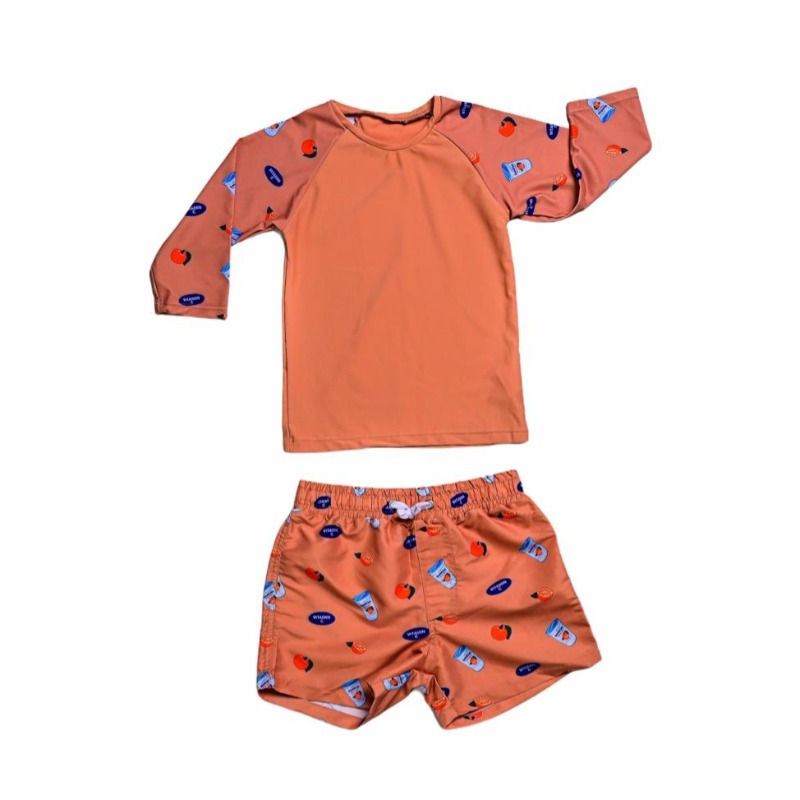 ملابس سباحة برسومات عصير السانكست - لون برتقالي