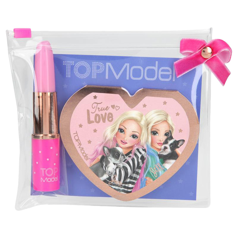 توب موديل - دفتر بمرآة مع قلم بتصميم أحمر شفاه