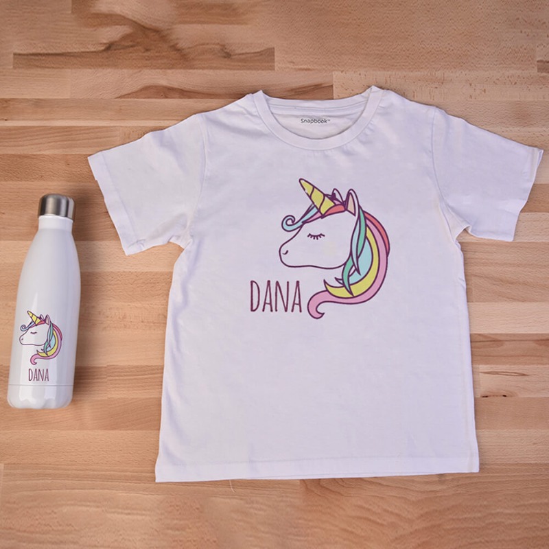 وحيد القرن الازرق - تي شيرت وزجاجة فولاذية