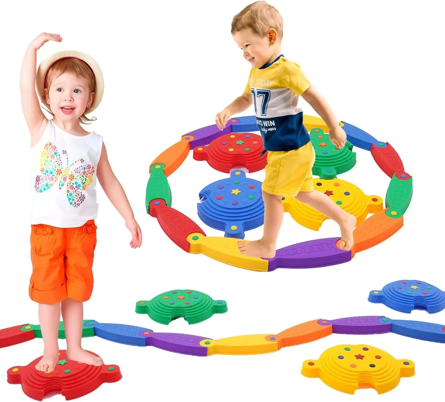 عارضة توازن مع أحجار ملونة للأطفال الصغار