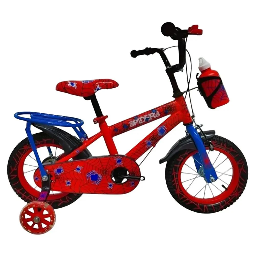 دراجة هوائية 14 بوصة بتصميم عصري ولون أحمر مع شخصية العنكبوت ( أسبايدر مان )