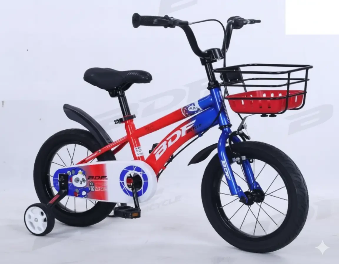 دراجة هوائية 14 بوصة مع سلة أمامية بتصميم رياضي | متوفر باللون الأحمر والأزرق والبرتقالي