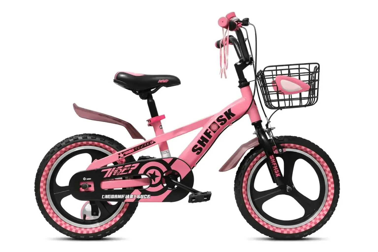 دراجة هوائية مقاس 20 بتصميم رياضي ولون وردي مع سلة أمامية