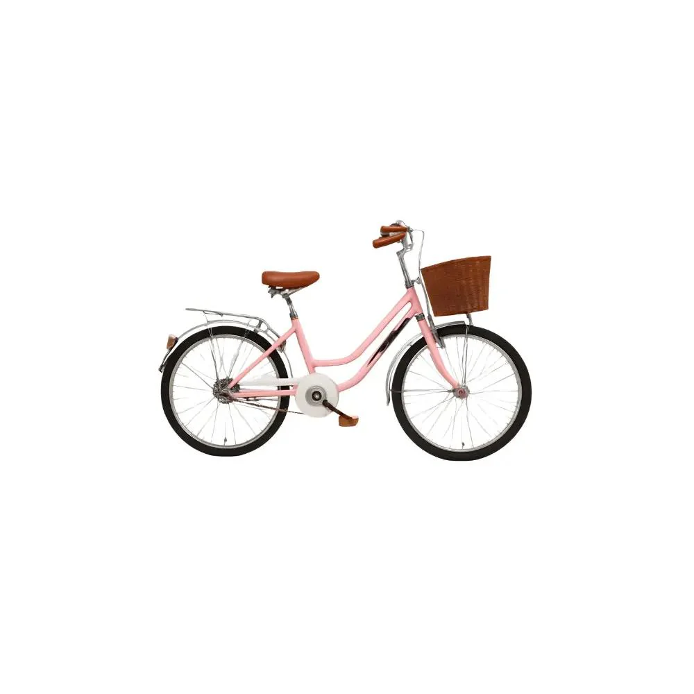 دراجة هوائية نسائية مقاس 20 بتصميم أنيق ولون وردي مع سلة
