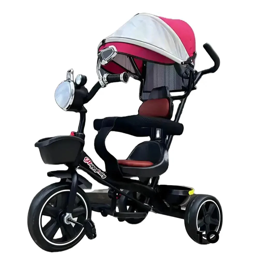 دراجة ثلاثية العجلات مع مظلة للأطفال بتصميم عصري | متوفر باللون ( الوردي ، الأزرق ، الأحمر )