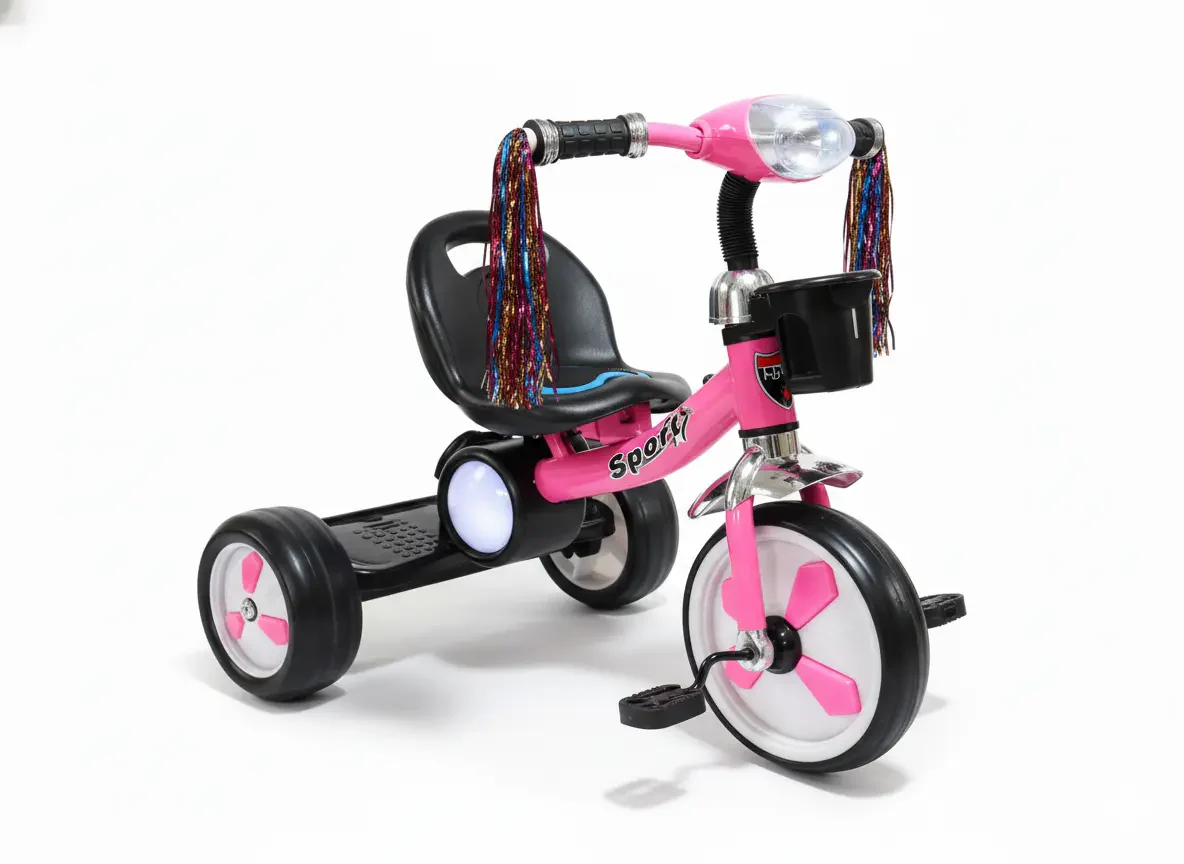 دراجة ثلاثية العجلات للأطفال بتصميم رياضي | متوفر باللون( ألازرق ، ووردي )