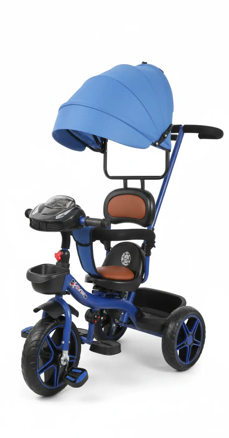 دراجة ثلاثية للأطفال مع مظلة وقاعدة تحكم باللون الأحمر | متوفرة باللون ( الوردي، الأزرق، والأحمر )