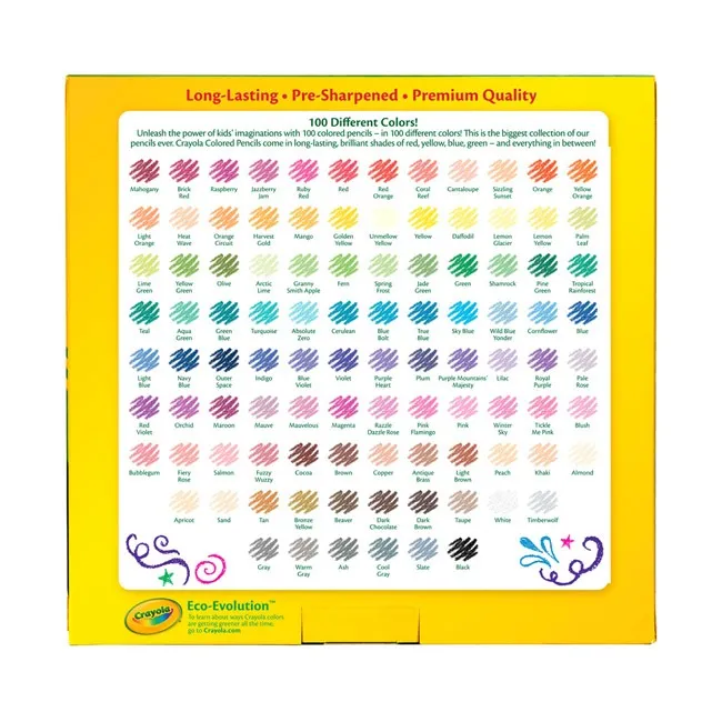 CRAYOLA COLORED PENCILS 100 DIFFERENT COLORS
