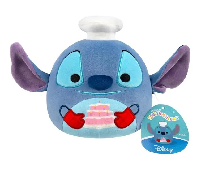 SQUISHMALLOWS 6. 5-INCH DISNEY CHEF STITCH HOLDING CAKE PLUSH