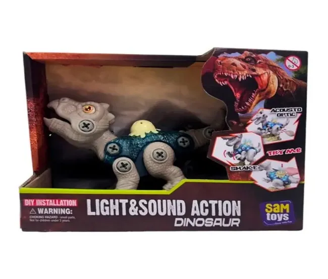 SAM TOYS TAKE APART MINI TRICERATOPS DINOSAUR-WHITE