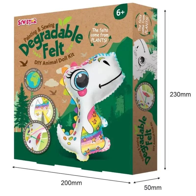 Sew Star - Degradable Felt DIY Animal Doll Kit - Dinosaur