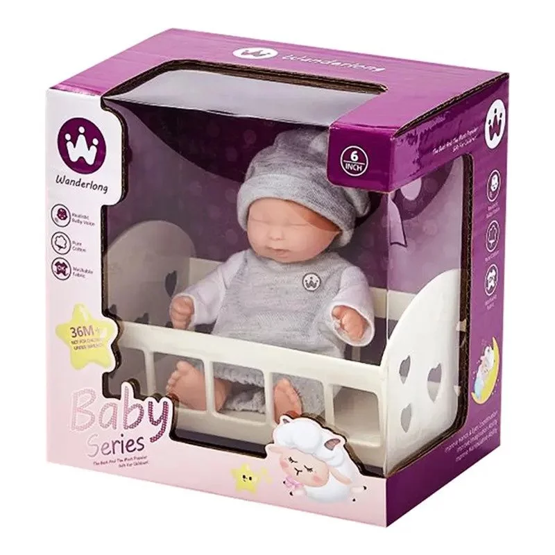 Baby Imitation Doll With Mini Bed - 6 Inch