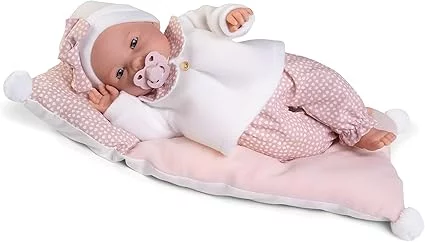 Antonio Juan Munecas Bimba Dolls in Her Doll's Bed with Sound 37 cm