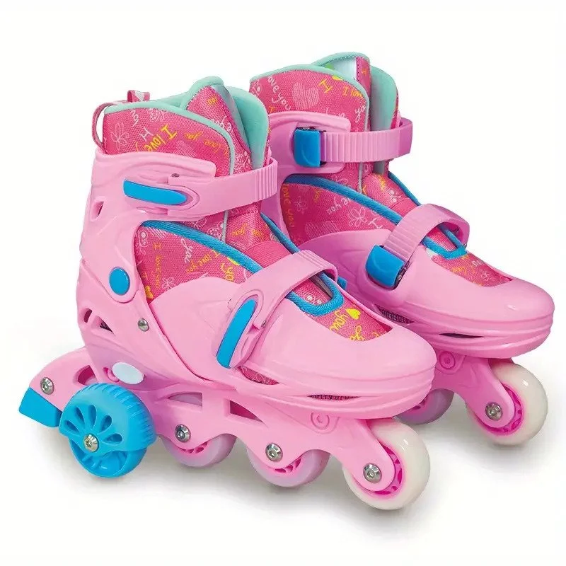 Adjustable Roller Skates for Girls with Illuminated Wheels (Size M: 29-32)